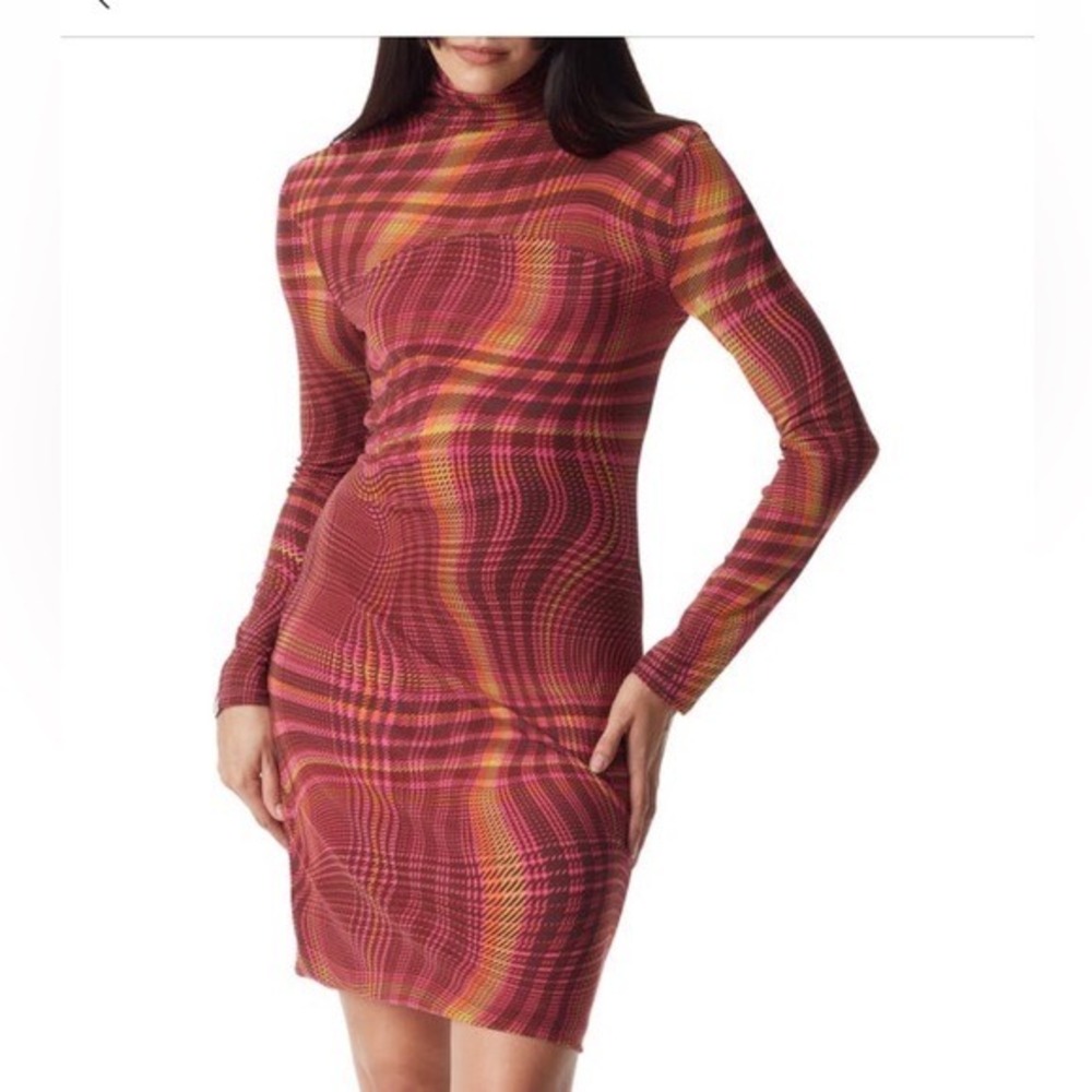 Circus NY Sam Edelman Ashten Plaid Long Sleeve Sheer Mini Dress Size XL Rare‎